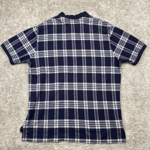 Vintage Polo Ralph Lauren Polo Shirt Mens XXL Navy White Windowpane Check Rare - Picture 3 of 12